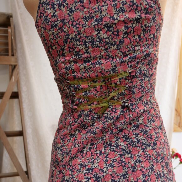 Vintage Retro 1990s Cottage Core Dress Ladies XS S 100% Rayon - Picture 4 of 9